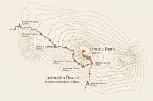 Lemosho Route on Kilimanjaro Map